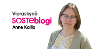 Erityisasiantuntija Anne Kallio Vates-säätiöstä SOSTEblogin Vieraskynän kirjoittajakuvassa.